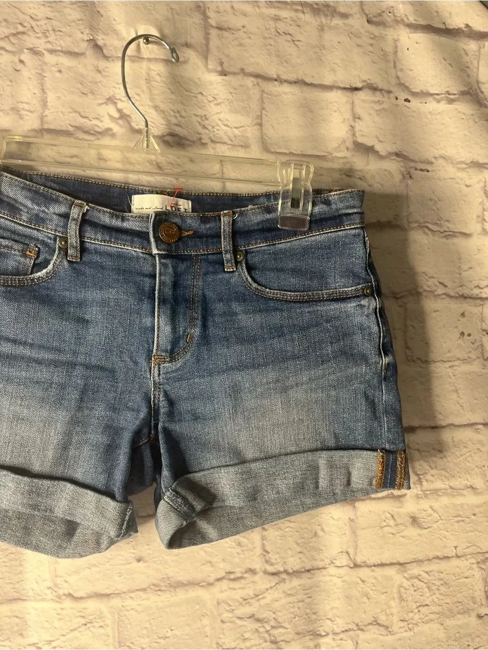 LOFT Light Blue Rolled Cuff Denim Shorts Jean Womens size 25